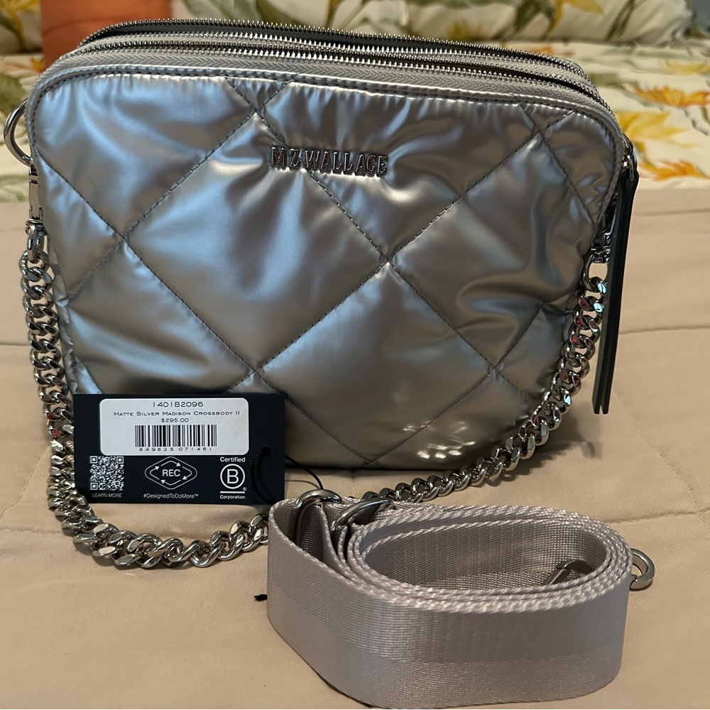 NWT MZ Wallace Madison Crossbody II in Matte Silver